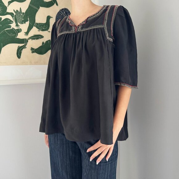 Isabel Marant Embroidered/Beaded Silk Blouse in Black, Fits size Xs - Picture 5 of 15